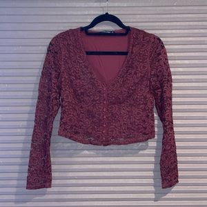 A&F Cropped Long Sleeve Laced Top Size S
